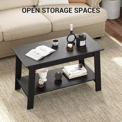 31,5 Table basse industrielle moderne avec rangement à 2 niveaux, table rectangulaire compacte en MDF et panneaux de particules pour salon et bureau
