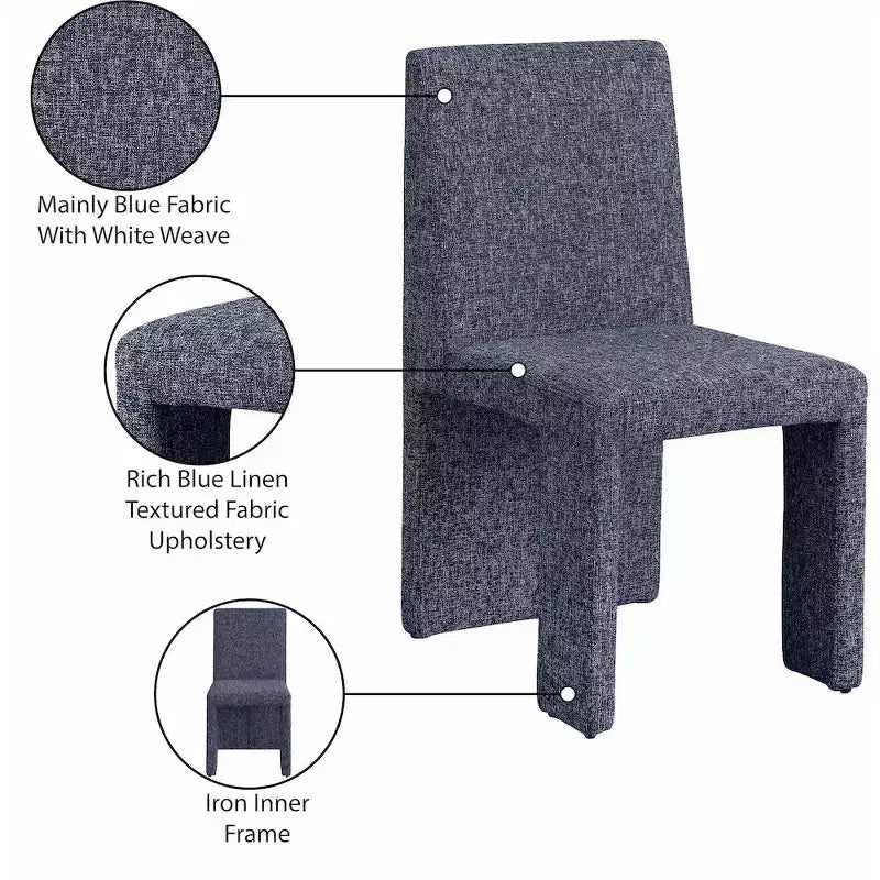 Chaise de salle à manger Meridian Furniture Benson en tissu texturé de lin, ensemble de 2