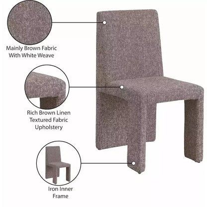Chaise de salle à manger Meridian Furniture Benson en tissu texturé de lin, ensemble de 2
