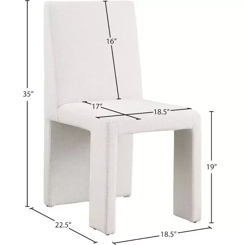 Chaise de salle à manger Meridian Furniture Benson en tissu texturé de lin, ensemble de 2