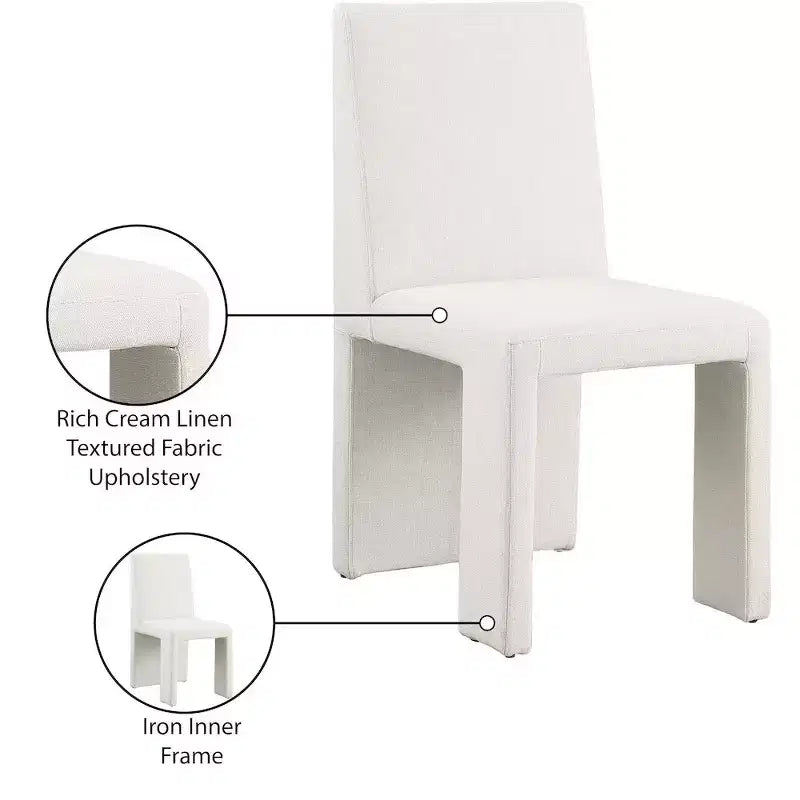 Chaise de salle à manger Meridian Furniture Benson en tissu texturé de lin, ensemble de 2