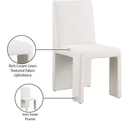 Chaise de salle à manger Meridian Furniture Benson en tissu texturé de lin, ensemble de 2