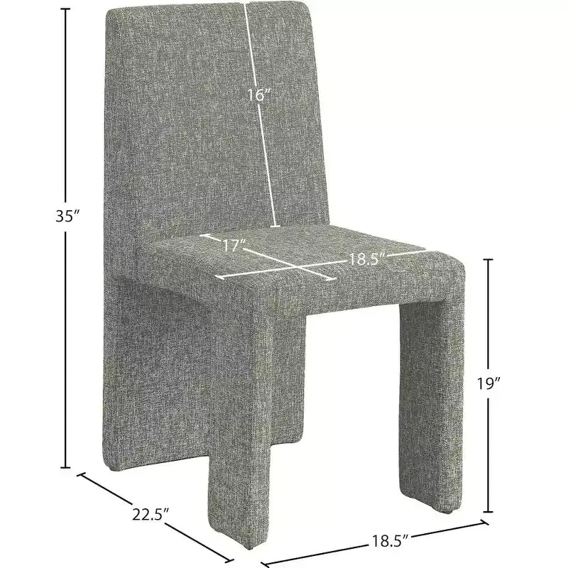 Chaise de salle à manger Meridian Furniture Benson en tissu texturé de lin, ensemble de 2