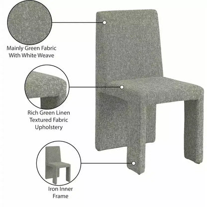 Chaise de salle à manger Meridian Furniture Benson en tissu texturé de lin, ensemble de 2