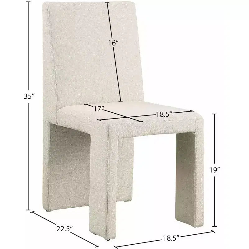 Chaise de salle à manger Meridian Furniture Benson en tissu texturé de lin, ensemble de 2