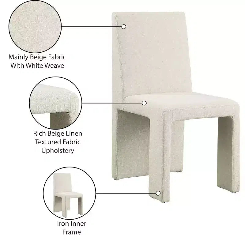 Chaise de salle à manger Meridian Furniture Benson en tissu texturé de lin, ensemble de 2