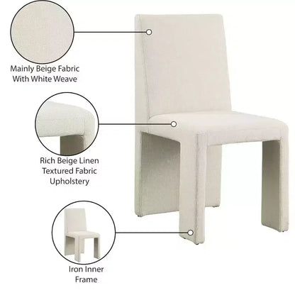 Chaise de salle à manger Meridian Furniture Benson en tissu texturé de lin, ensemble de 2