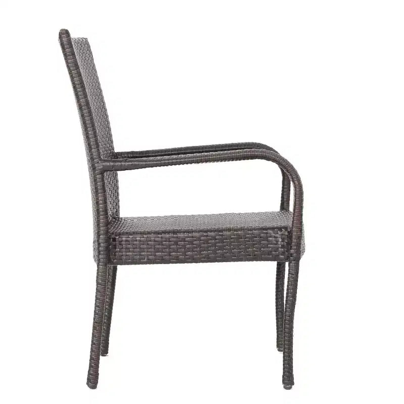 GDFStudio Galvez Outdoor Wicker 5 Piece Stacking Dining Set