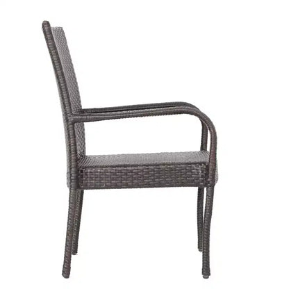 GDFStudio Galvez Outdoor Wicker 5 Piece Stacking Dining Set