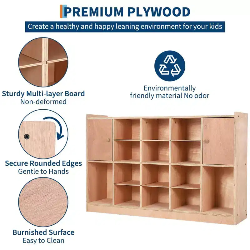 TROPOW Cubes de rangement avec 2 dispositifs anti-basculement, 4 roulettes et 2 boîtes pour la maison, l'école, la maternelle, Naturel