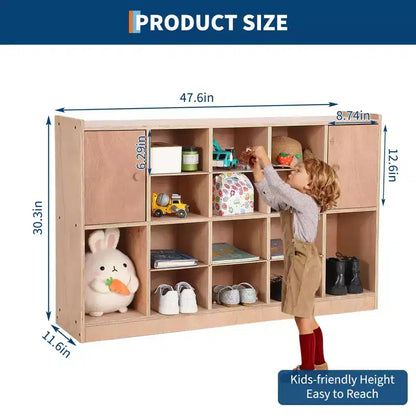 TROPOW Cubes de rangement avec 2 dispositifs anti-basculement, 4 roulettes et 2 boîtes pour la maison, l'école, la maternelle, Naturel