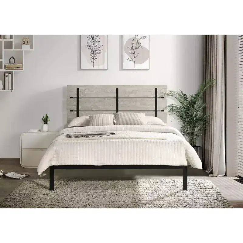 Home Design Hayward Metal Platform Bed, Gray