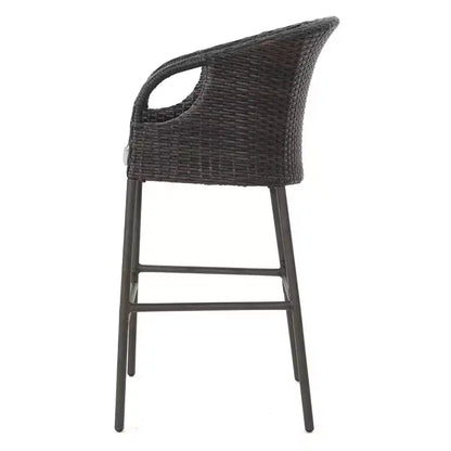 GDFStudio Markey Ensemble de bistrot-bar extérieur en osier 3 pièces avec coussin