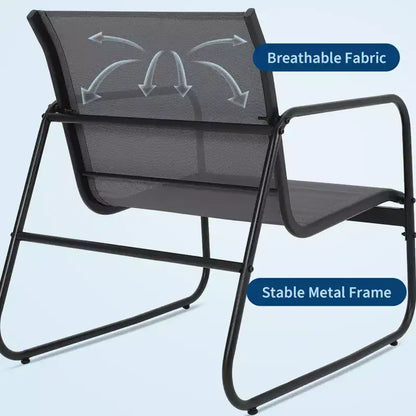 4 Piece Outdoor Patio Conversation Sets, All Weather Textilene Outdoor Table and Chair Set, Small Patio Furniture for Deck Balcony Garden