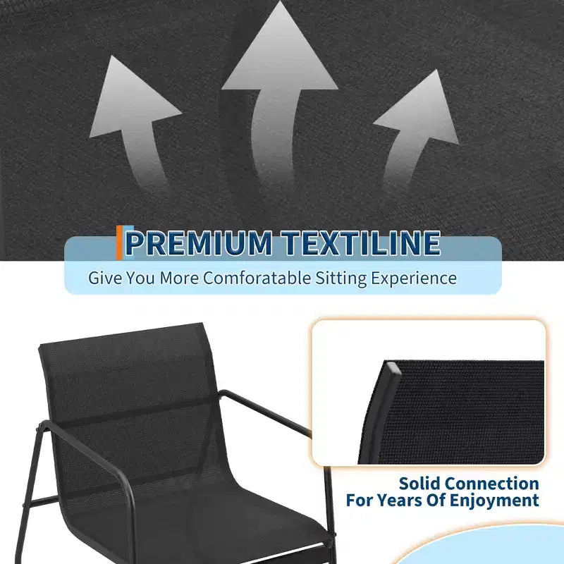 4 Piece Outdoor Patio Conversation Sets, All Weather Textilene Outdoor Table and Chair Set, Small Patio Furniture for Deck Balcony Garden