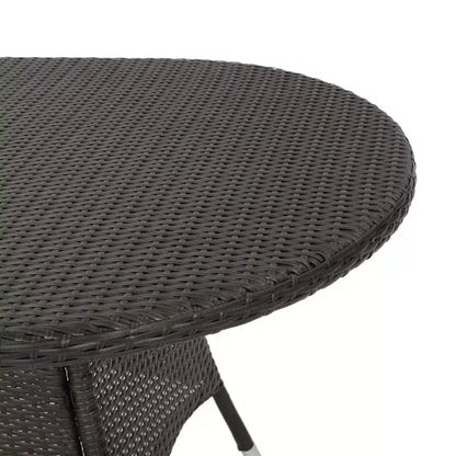 GDFStudio Slate 7 Piece Outdoor Wicker Dining Set with Stacking Chairs