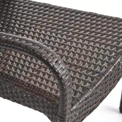 GDFStudio Slate 7 Piece Outdoor Wicker Dining Set with Stacking Chairs