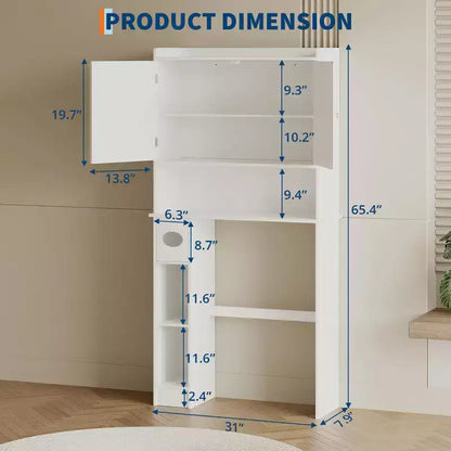 Over The Toilet Storage Cabinet, Bathroom Above Toilet Cabinet Organizer Paper Holder & Adjustable Shelves, Space Saving Toilet Rack