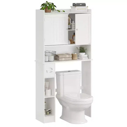 Over The Toilet Storage Cabinet, Bathroom Above Toilet Cabinet Organizer Paper Holder & Adjustable Shelves, Space Saving Toilet Rack