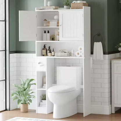 Over The Toilet Storage Cabinet, Bathroom Above Toilet Cabinet Organizer Paper Holder & Adjustable Shelves, Space Saving Toilet Rack
