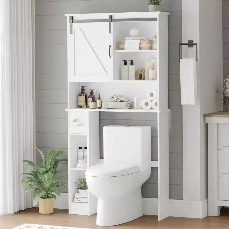 Over The Toilet Storage Cabinet, Bathroom Above Toilet Cabinet Organizer Paper Holder & Adjustable Shelves, Space Saving Toilet Rack