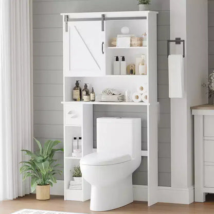 Over The Toilet Storage Cabinet, Bathroom Above Toilet Cabinet Organizer Paper Holder & Adjustable Shelves, Space Saving Toilet Rack