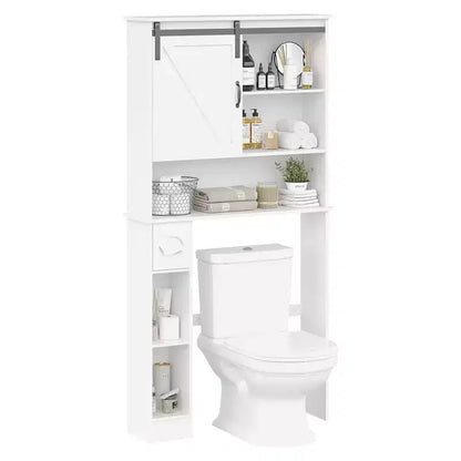 Over The Toilet Storage Cabinet, Bathroom Above Toilet Cabinet Organizer Paper Holder & Adjustable Shelves, Space Saving Toilet Rack