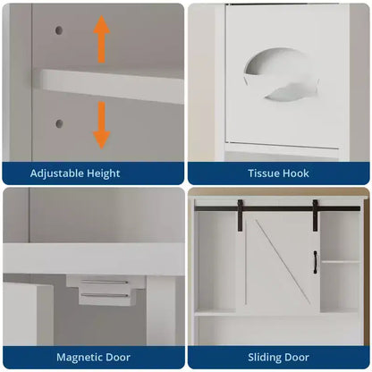 Over The Toilet Storage Cabinet, Bathroom Above Toilet Cabinet Organizer Paper Holder & Adjustable Shelves, Space Saving Toilet Rack