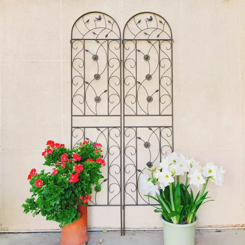 MAYEERTY 4-Pack 86.7x19.7in Metal Garden Trellis - Rustproof, Brown, for Outdoor Climbing Plants & Flowers