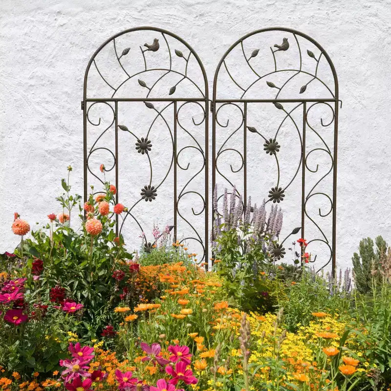 MAYEERTY Lot de 4 treillis de jardin en métal de 220 x 50 cm – Antirouille, marron, pour plantes et fleurs grimpantes d'extérieur