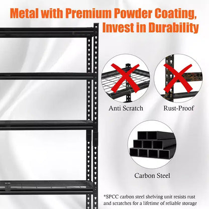 5 Tier Adjustable Utiliy Shelves, 2000 Lbs Heavy Duty Metal Garage Shelves Units,Storage Shelves, Freestanding Shelving Units