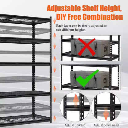 5 Tier Adjustable Utiliy Shelves, 2000 Lbs Heavy Duty Metal Garage Shelves Units,Storage Shelves, Freestanding Shelving Units