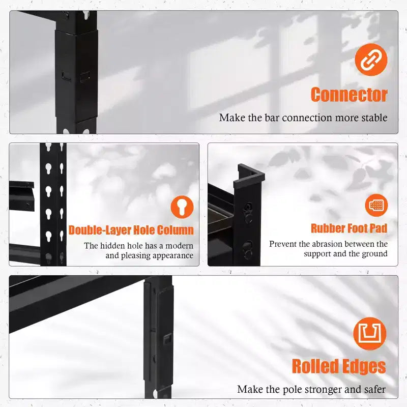 5 Tier Adjustable Utiliy Shelves, 2000 Lbs Heavy Duty Metal Garage Shelves Units,Storage Shelves, Freestanding Shelving Units