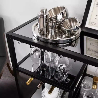 Holly & Martin Zephs Bar Cart - Black with Smoked Mirror - SEI