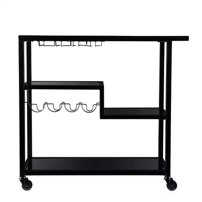 Holly & Martin Zephs Bar Cart - Black with Smoked Mirror - SEI