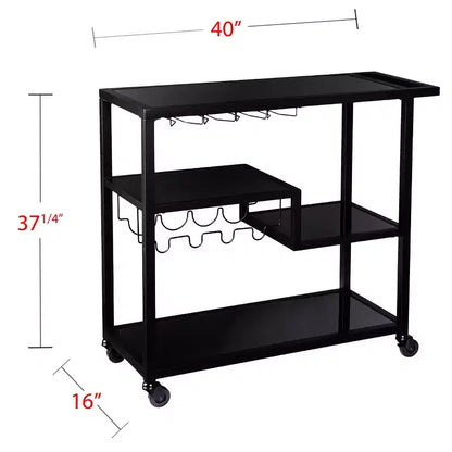 Holly & Martin Zephs Bar Cart - Black with Smoked Mirror - SEI
