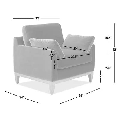 Jennifer Taylor Home Pasadena 36 Wide Modern Farmhouse Accent Arm Chair in Flax White