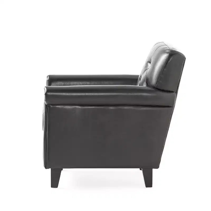 Christopher Knight Home Veronica Contemporary Bonded Leather Tufted Club Chair with Rolled Arm Design