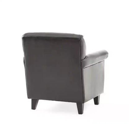 Christopher Knight Home Veronica Contemporary Bonded Leather Tufted Club Chair with Rolled Arm Design