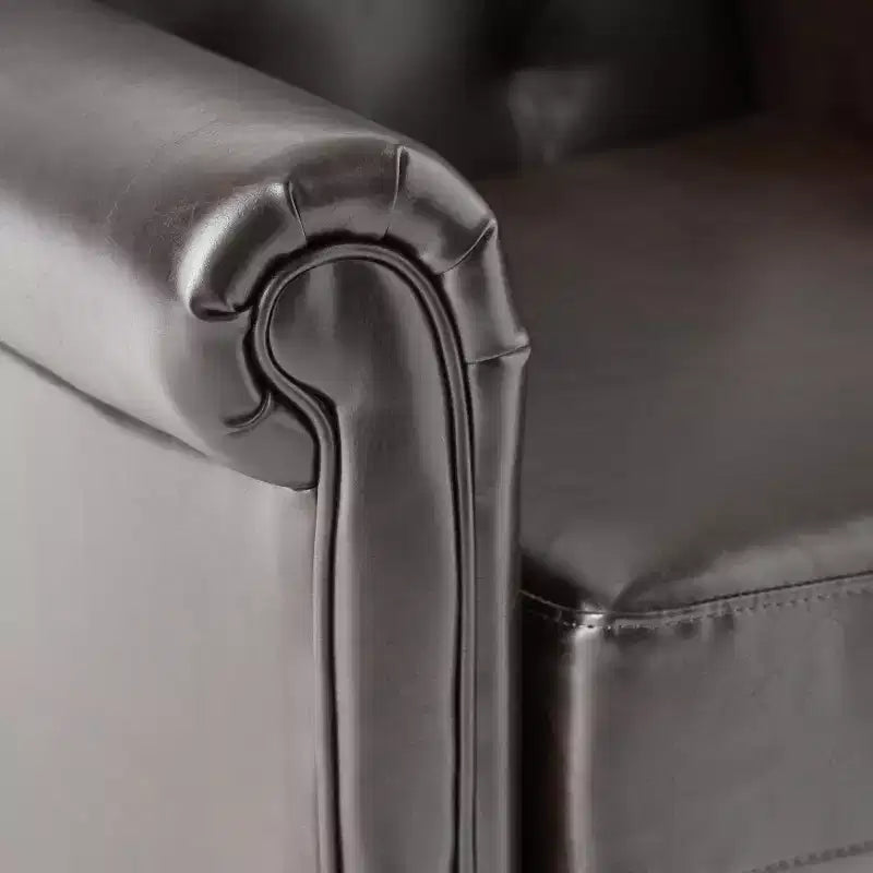 Christopher Knight Home Veronica Contemporary Bonded Leather Tufted Club Chair with Rolled Arm Design
