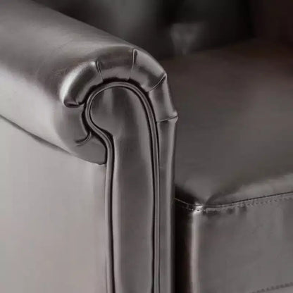 Christopher Knight Home Veronica Contemporary Bonded Leather Tufted Club Chair with Rolled Arm Design
