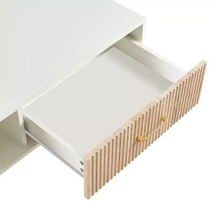 MAYEERTY Coffee Table Rectangle with Sliding Drawer for Storage White