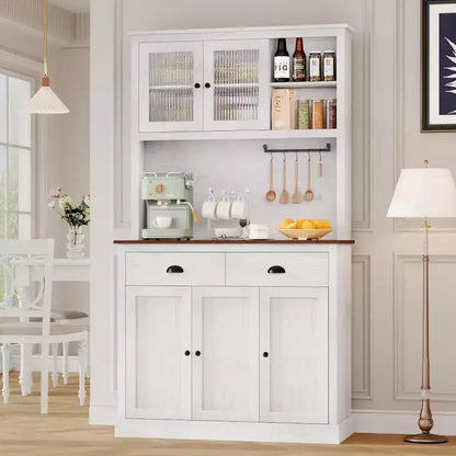Pantry with Drawers and Adjustable Shelves, 71Tall Freestanding Kitchen Pantry Cabinet with Microwave Stand, Hutch Cabinet
