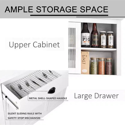 Pantry with Drawers and Adjustable Shelves, 71Tall Freestanding Kitchen Pantry Cabinet with Microwave Stand, Hutch Cabinet