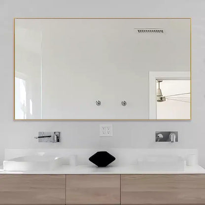 Miroir mural de salle de bain PexFix rectangulaire à cadre métallique doré de 35 po L x 59 po H