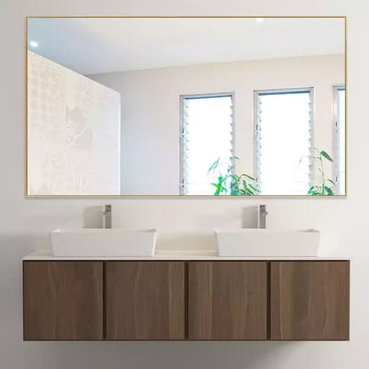 Miroir mural de salle de bain PexFix rectangulaire à cadre métallique doré de 35 po L x 59 po H