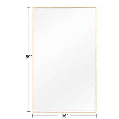Miroir mural de salle de bain PexFix rectangulaire à cadre métallique doré de 35 po L x 59 po H