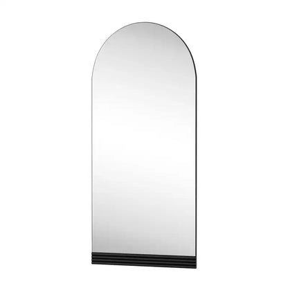 PexFix 31 in. W x 71 in. H Full-Length Arched Wood Frame Wall Mirror with Striped Wooden Base in Black