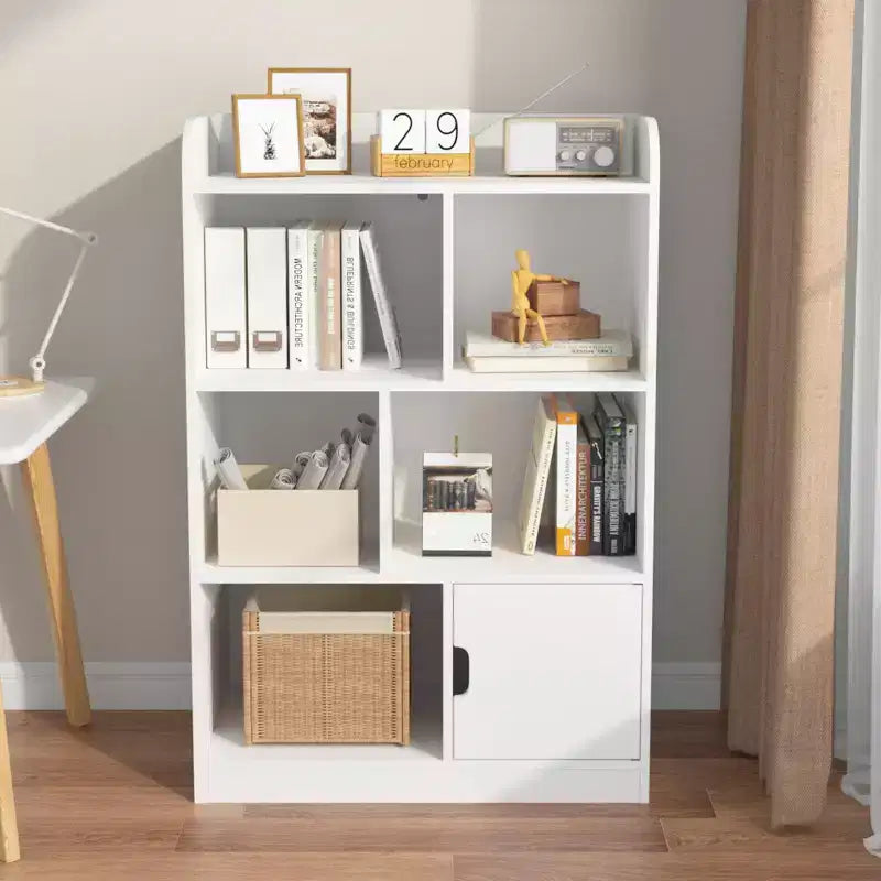 MAYEERTY Kids Bookshelf with 6 Compartments Freestanding Shelves and Cube Organizer for Bedroom Living Room