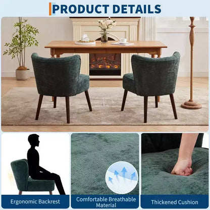 Acekool - Chaise moderne sans accoudoirs - Rembourrage en velours moelleux avec pieds en bois (plusieurs couleurs)